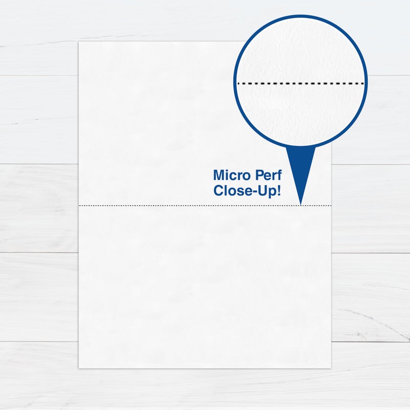 PrintWorks Professional Half Sheet Perforated Paper 8.5â€ x 11â€ - Perfect For W-2, 1099, & Statement Use - Made in the USA - 500 Sheets - 20 lb - A5 Paper - Printer Compatible - White (04116) - Image 4